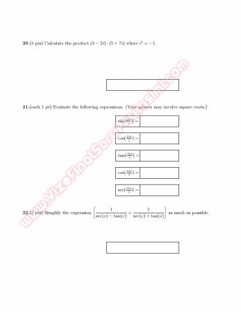 Mathematics Proficiency Exam Questions I 2011