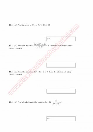 Mathematics Proficiency Exam Questions II 2011