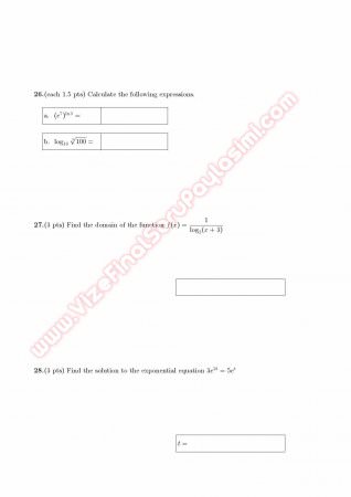 Mathematics Proficiency Exam Questions II 2011