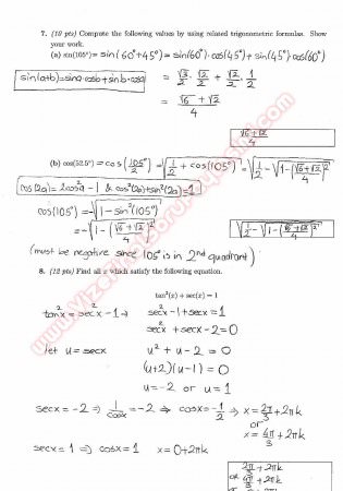 Precalculus Final Questions And Solutions 2013