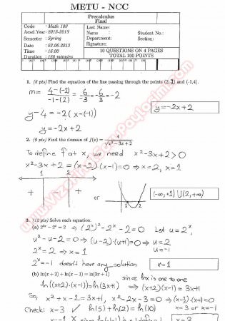 Precalculus Final Questions And Solutions 2013