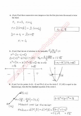 Precalculus Midterm Exam Questions And Solutions  2013