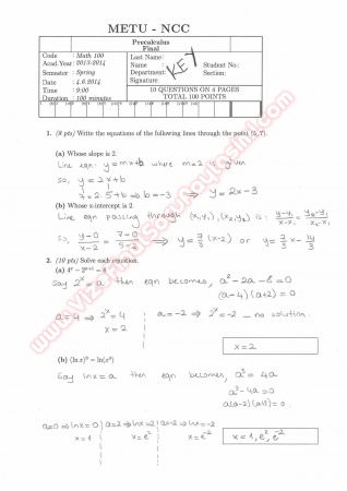 Precalculus Final Questions And Solutions 2014