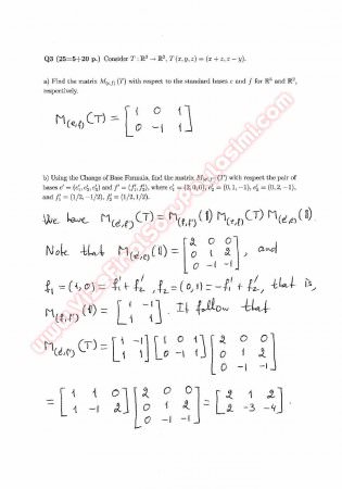 Linear Algebra Second Midterm Questions And Solutions 2013