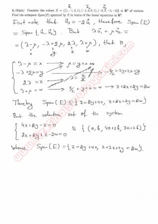 Linear Algebra First Midterm Questions And Solutions Fall 2014