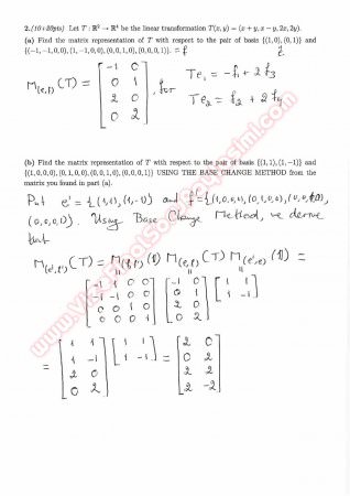 Linear Algebra Second Midterm Questions And Solutions 2014