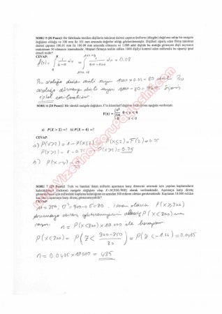 İstatistik ve Olasılık Dersi 1. Vize Soruları ve Cevapları