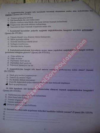 Endodonti Final soruları 2013