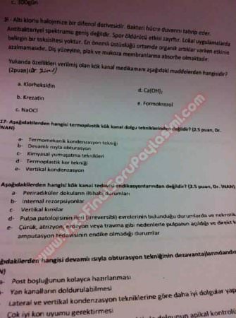 Endodontiye Giriş Final Soruları 2012