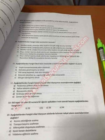 Endodontiye Giriş Final Soruları 2015