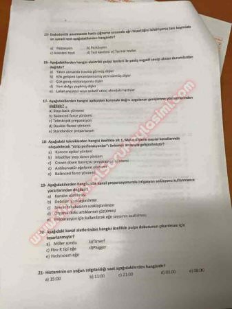 Endodontiye Giriş Final Soruları 2015