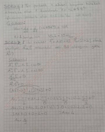 Fizik -1 Vize Soruları ve Cevapları - Yaz Okulu