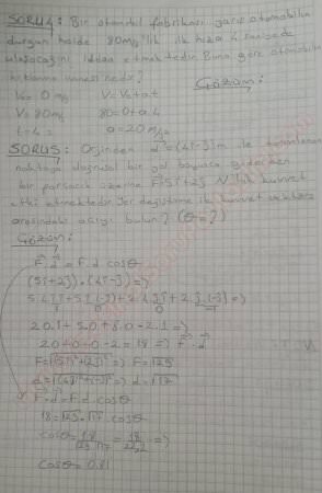 Fizik -1 Vize Soruları ve Cevapları - Yaz Okulu