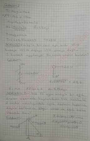 Fizik -1 Vize Soruları ve Cevapları - Yaz Okulu