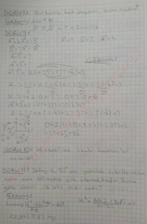 Fizik -1 Vize Soruları ve Cevapları - Yaz Okulu