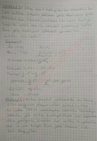 Fizik -1 Vize Soruları ve Cevapları - Yaz Okulu