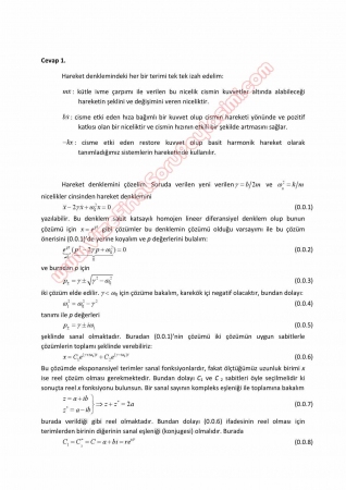 Mekanik Dersi Vize Soruları ve Cevapları