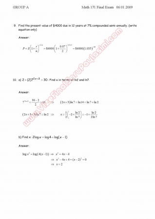 Calculus for Business and Economics-1 Final Exam Questions and Solutions