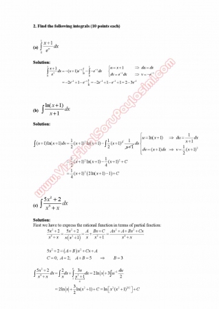 Calculus for Business and Economics-2 Midterm Exam Questions and Solutions