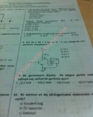 Analog Elektronik Dersi Final Soruları - Test