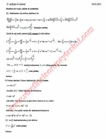 Diferansiyel Denklemler Vize Soruları Ve Cevapları-2011