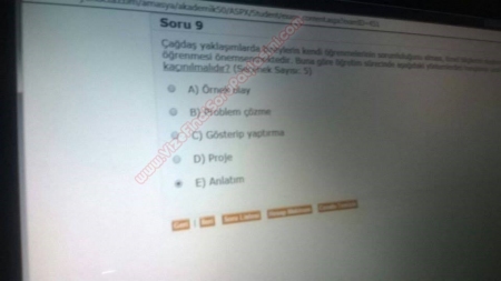 Öğretim İlke ve Yöntemleri Dersi Vize ve Final Soruları
