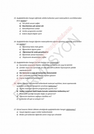 Öğretim Teknolojileri ve Materyal Tasarımı Dersi Vize Final Soruları
