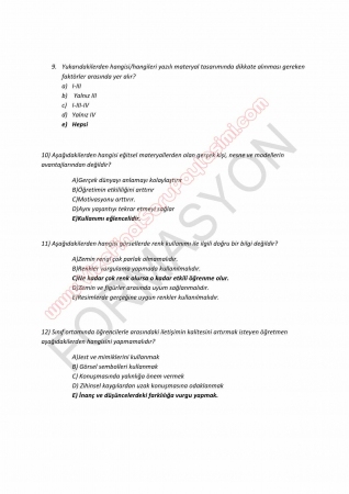 Öğretim Teknolojileri ve Materyal Tasarımı Dersi Vize Final Soruları