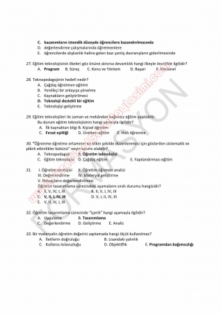 Öğretim Teknolojileri ve Materyal Tasarımı Dersi Vize Final Soruları