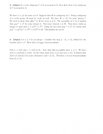 Abstract Algebra First Midterm Exam Questions