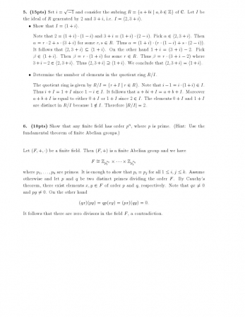 Abstract Algebra Second Midterm Exam Questions