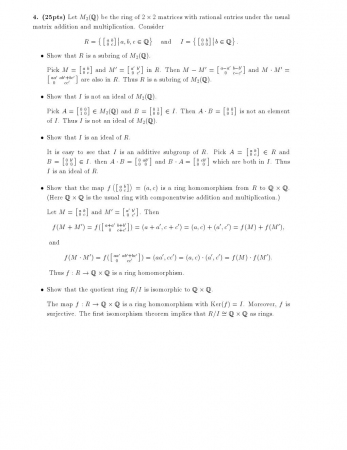 Abstract Algebra Second Midterm Exam Questions