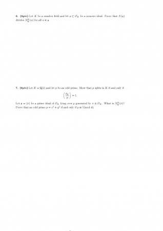 Algebraic Number Theory Final Questions