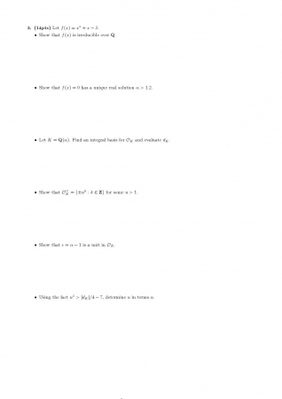 Algebraic Number Theory Final Questions