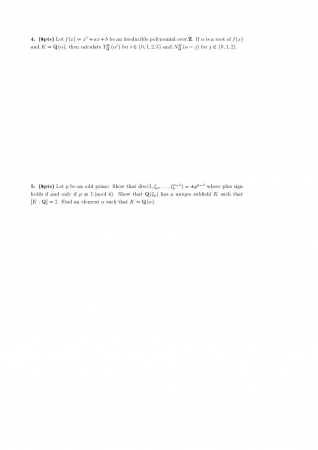 Algebraic Number Theory First Midterm Exam Questions