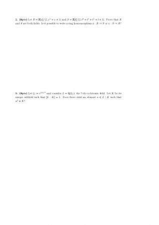 Algebraic Number Theory First Midterm Exam Questions