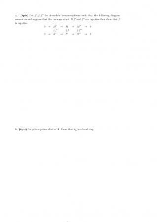 Commutative Algebra Midterm Exam Questions