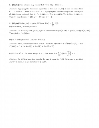 Elementary Number Theory 1 Final Questions