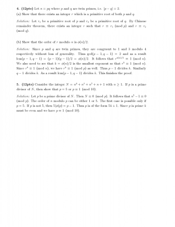 Elementary Number Theory 1 Final Questions