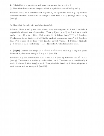 Elementary Number Theory 1 Final Questions
