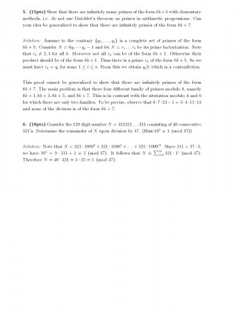 Elementary Number Theory 1 First Midterm Exam Questions