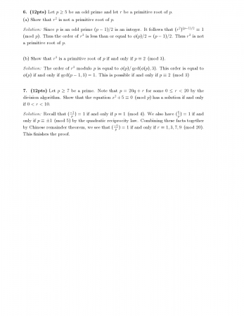 Elementary Number Theory 1 Final Questions