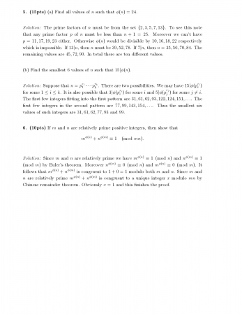 Elementary Number Theory 1 Second Midterm Exam Questions