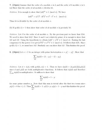 Elementary Number Theory 1 Second Midterm Exam Questions