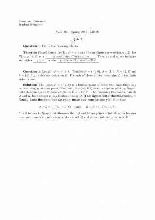 Elementary Number Theory 2 2.Quiz Questions