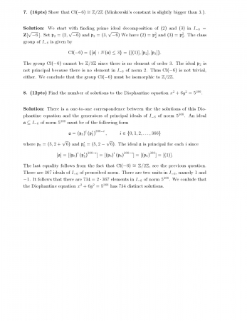 Elementary Number Theory 2 Final Questions 2015