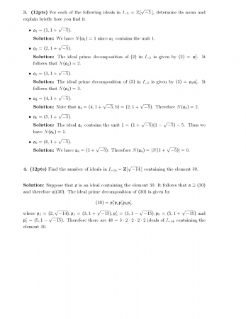 Elementary Number Theory 2 Final Questions 2015
