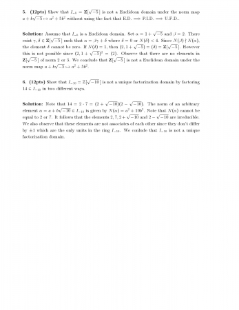 Elementary Number Theory 2 Final Questions 2015
