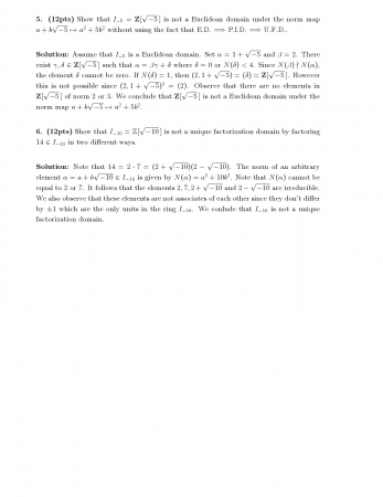 Elementary Number Theory 2 Final Questions 2015