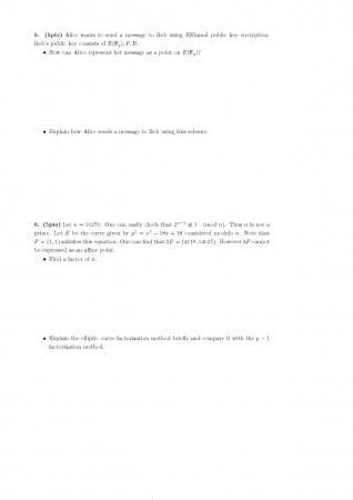 Elliptic Curves in Cryptography Second Midterm Exam Questions